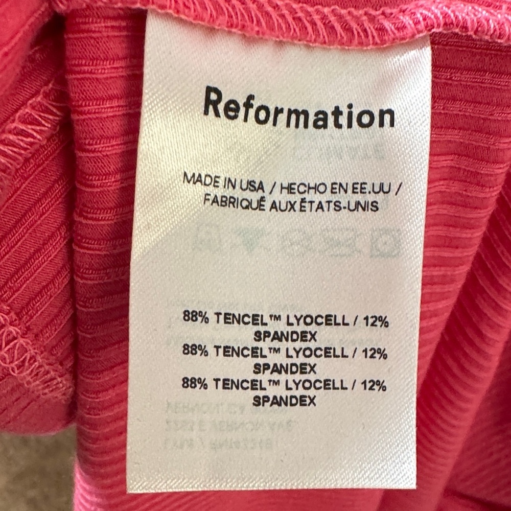 NWT Reformation Formosa Hot Pink Maxi Dress Spaghetti Straps Ruched Side Slit - Picture 8 of 11